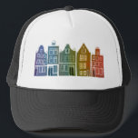 Boné Canal House Rainbow Amsterdam Holland Viagem Holan<br><div class="desc">Mostre o seu amor pela Holanda com este doce e meigo Amsterdã abriga uma árvore de padrão. Faz um presente de aniversário de excelente! Você pode personalizá-lo e adicionar ou alterar o texto também. Procure em meu compro muito mais cores e padrões! E mais itens correspondentes também como bolsas, camisetas,...</div>