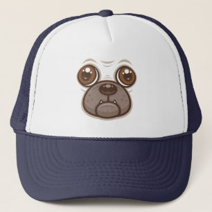 Boné Caneca de Pug de Desenho Animado Face de Cachorro