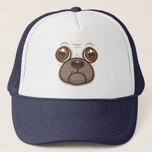 Boné Caneca de Pug de Desenho Animado Face de Cachorro (Frente)