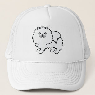 Boné Cão-de-Cartoon Branco Pomeraniano