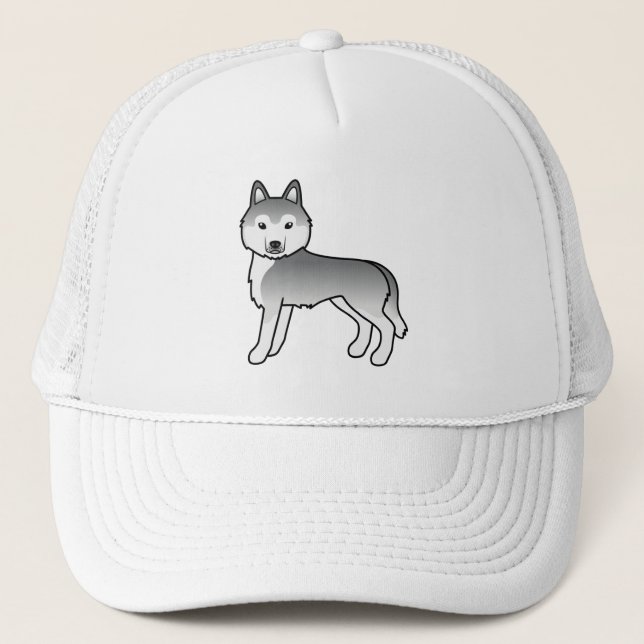 Boné Cão-de-Cartoon Cónico Silver Siberian Husky (Frente)