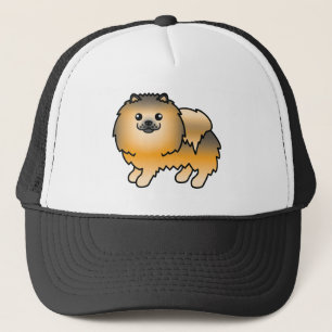 Boné Cão-de-Cartoon Laranja-Molhado Pomeraniano