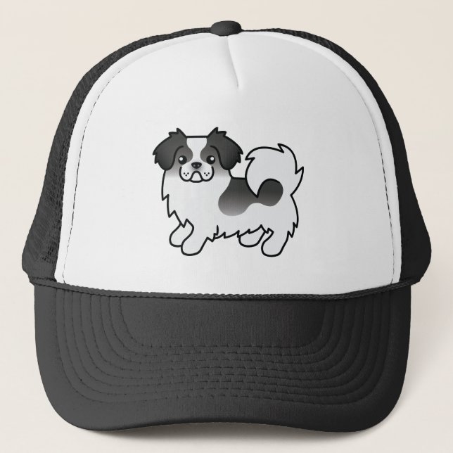 Boné Cão de desenho animado fofo spaniel tibetano preto (Frente)