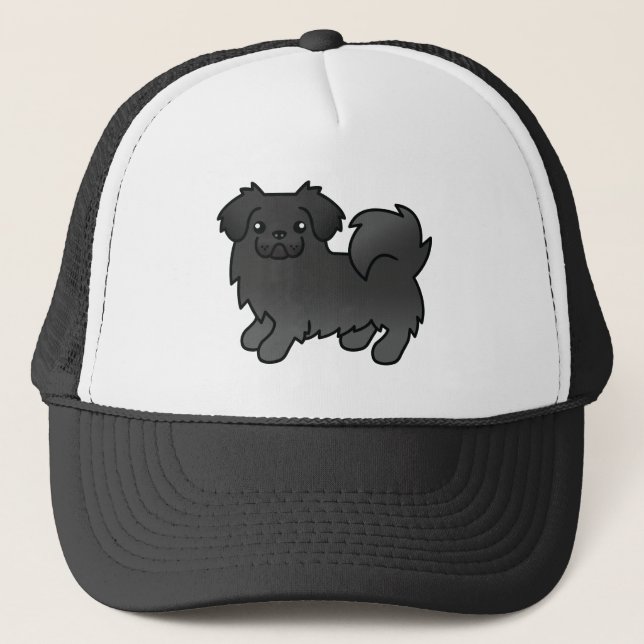 Boné Cão de desenho animado fofo Spaniel Tibetano preto (Frente)