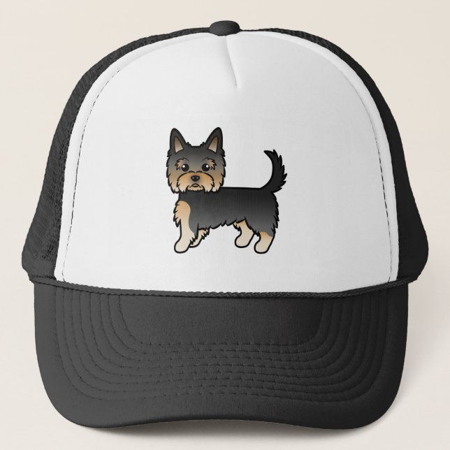 Boné Cão de desenho animado Yorkshire Terrier Black And (Frente)