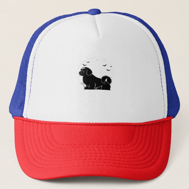 Boné Cão Shih Tzu � Silhueta da Lua de Halloween T Clás (Frente)