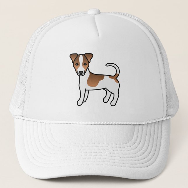 Boné Cão Terrier Jack Russell de pelo liso branco e beg (Frente)