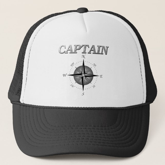 Boné Capitão cinzento com rosa de compasso (Frente)