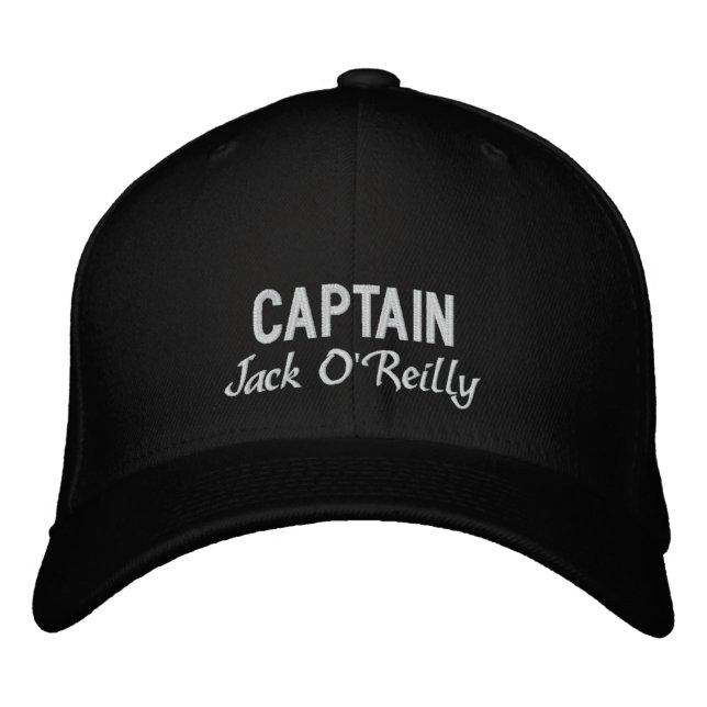 Boné Capitão de Pesca Preto e Branco Personalizado (Frente)