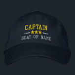 Boné Capitão Seu Nome De Barco Náutico Estrelas Prata D<br><div class="desc">Veleja em estilo com um bordado personalizado com sua classificação Capitão ou outro título,  seu Nome ou Nome do Barco e estrelas. Várias cores de boné e thread a serem escolhidas. Faz um presente personalizado excelente para Dia de os pais,  Dia de as mães ou qualquer ocasião.</div>