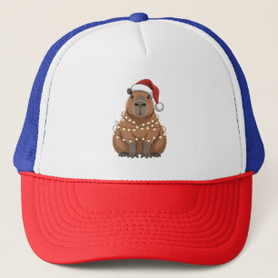 Boné Capybara Xmas Correspondendo a Papais noeis Engraç