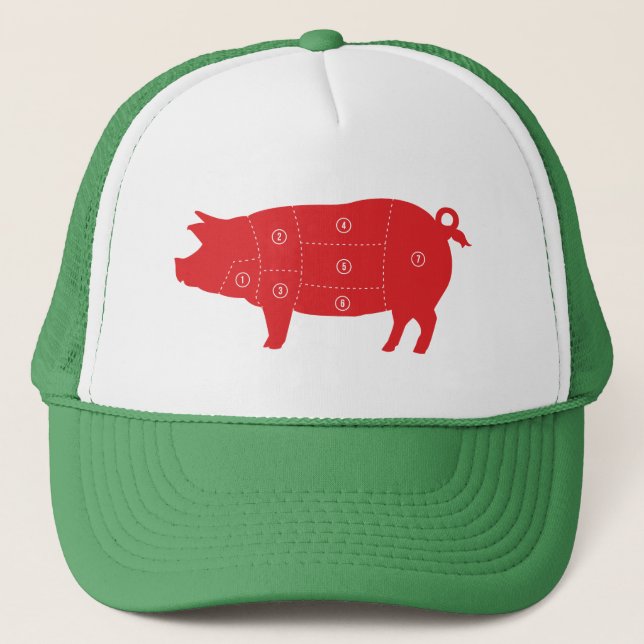 Boné Carne de porco Corta Chef Cook Pig Chart Hat (Frente)