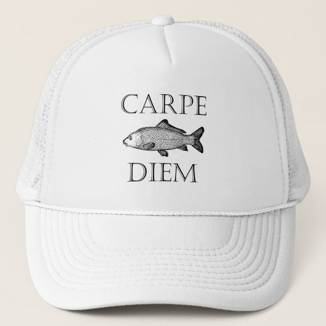 Boné Carpe Diem Seize o Dia Carpa Peixe-Carpa Procrasti (Frente)