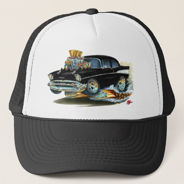 Boné Carro 1957 preto de Chevy 150-210 (Frente)