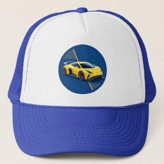 Boné Carro Esportivo Amarelo em Fundo Azul
