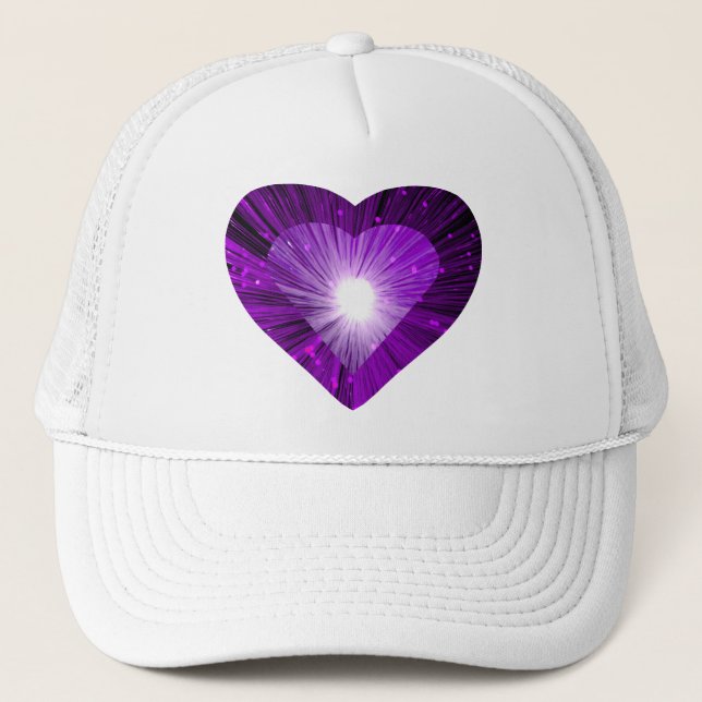 Boné Carruagem "coração" roxo, chapéu branco (Frente)