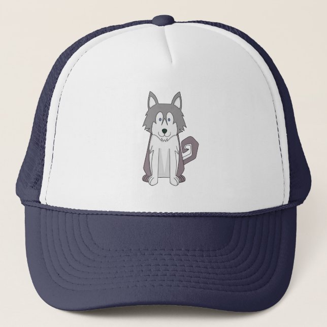 Boné Cartoon de Cachorro Incrível Husky Siberiano (Frente)