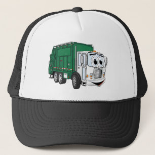 Boné Cartoon de Caminhão de Lixo Branco Verde