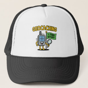 Boné Cartoon de GPS de Geocaching Divertido com Bandeir