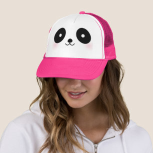 Boné Cartoon de Kawaii Bonito Urso Panda Rosa