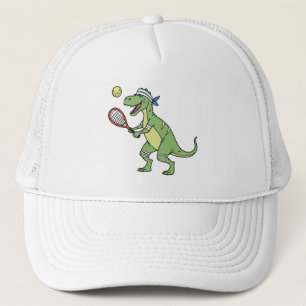 Boné Cartoon T-Rex Engraçado Jogando Tênis Dinossauro