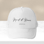 Boné Casamento Minimalista de Chic Personalizado da mad<br><div class="desc">Este chic,  simples madrinha de casamento que mostra seu nome debaixo da elegante tipografia negra. Personalize esses chapéus elegantes e modernos para seu casamento ou festa de solteira.</div>