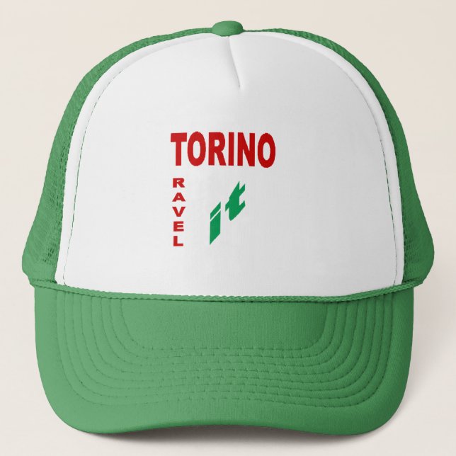 Boné casquette Trucker blanc vert TORINO  TRAVEL ITALIA (Frente)