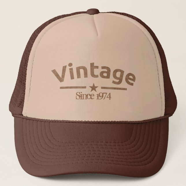 Boné Castanho Vintage Grunge Áspero Ano, Para Ele (Frente)