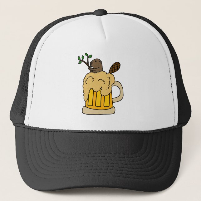 Boné Castor engraçado na caneca de cerveja (Frente)