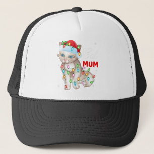 Boné Cat Lover Luzes Xmas Papais noeis Cat Mãe Natal