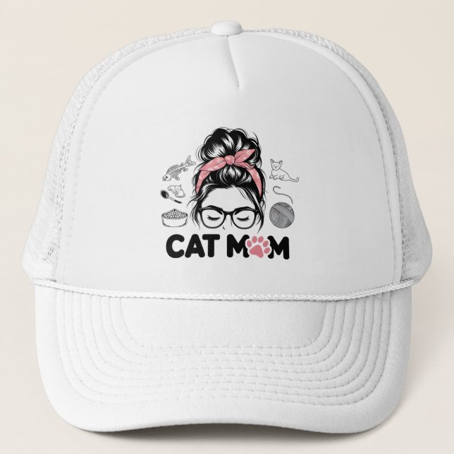 Boné "Cat Mom" Funny Cute Cat Lover Women (Frente)