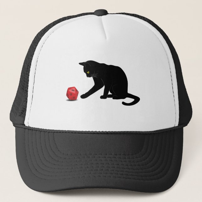 Boné Cat Rolling Dice RPG RPG Jogos Jogando Lov (Frente)