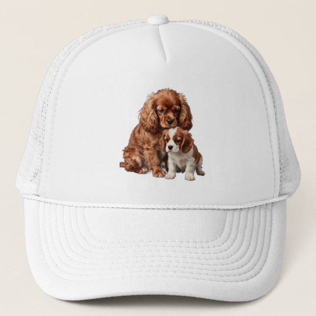 Boné Cavalier Spaniel Rubi e seu filhote Blenheim (Frente)