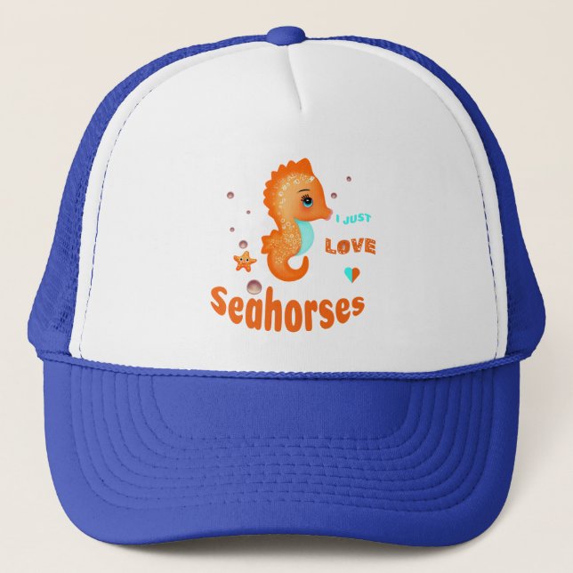 Boné Cavalo-marinho laranja fofo (Frente)