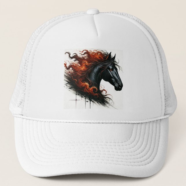 Boné Cavalo Negro com Crina Flamejante (Frente)