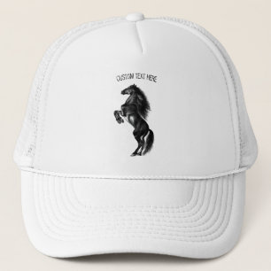 Boné Cavalo Preto e Preto - Desenho Preto e Branco
