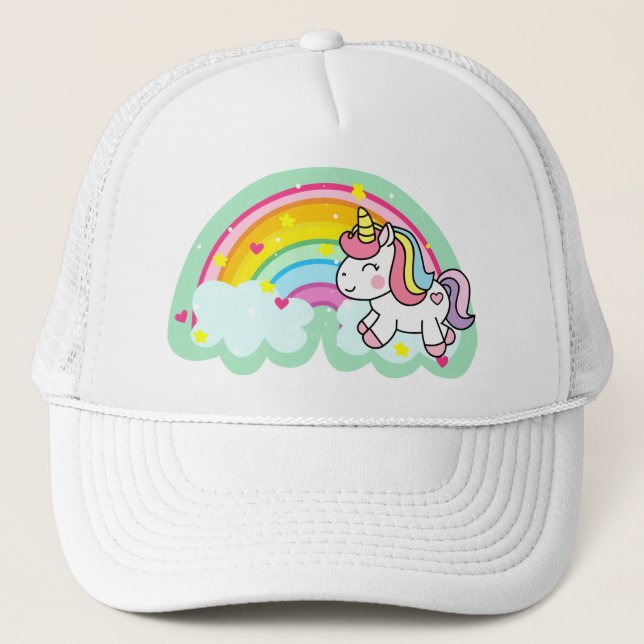Boné Cavalo Unicórnio com Cartoon Arco-Íris-24964 (Frente)