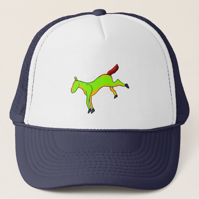 Boné Cavalo verde com tons de vermelho na cauda (Frente)