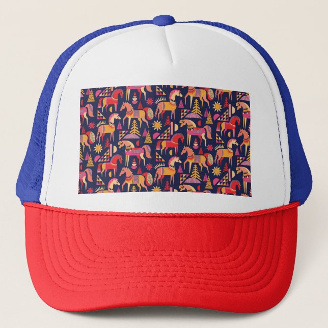 Boné Cavalos escandinavos: Design decorativa sem costur (Frente)