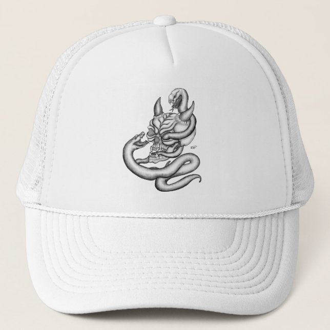 Boné Caveira - cabeças do diabo com cobra (Frente)