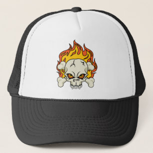Boné Caveira Flamejante e Ossos Cruzados