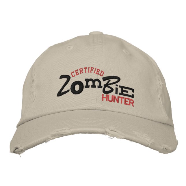 Boné Certified ZOMBIE Hunter Halloween Embroiderme Hat (Frente)
