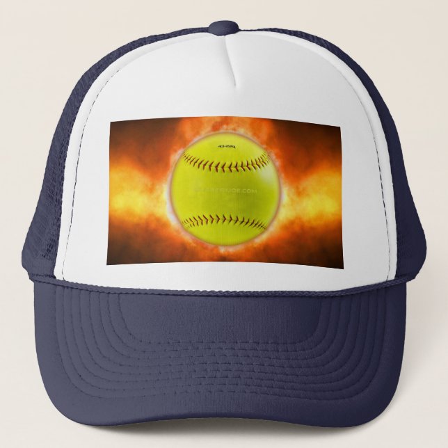 Boné Chamas de bola de fogo de softball amarelo do Slip (Frente)