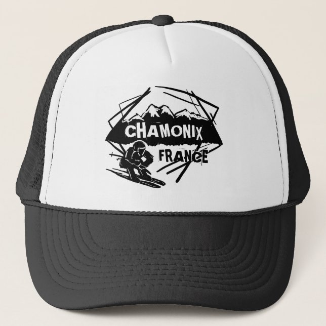 Boné Chamonix França Black White ski Logo Art (Frente)