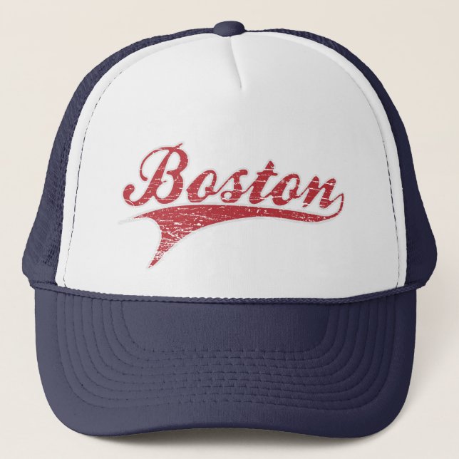 Boné Chapéu afligido vintage da estimativa de Boston (Frente)