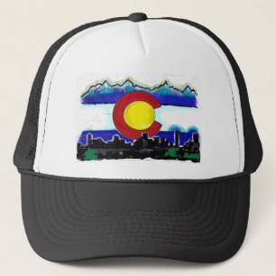 Boné Chapéu artístico do deco da skyline de Denver da