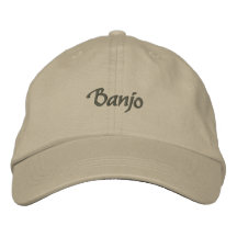 Chapéu bordado com banjo / Texto escuro