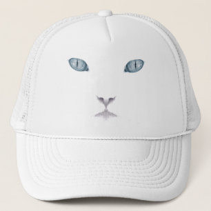 Boné Chapéu branco do camionista da cara do gato