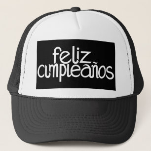 Boné Chapéu branco Feliz Cumpleaños