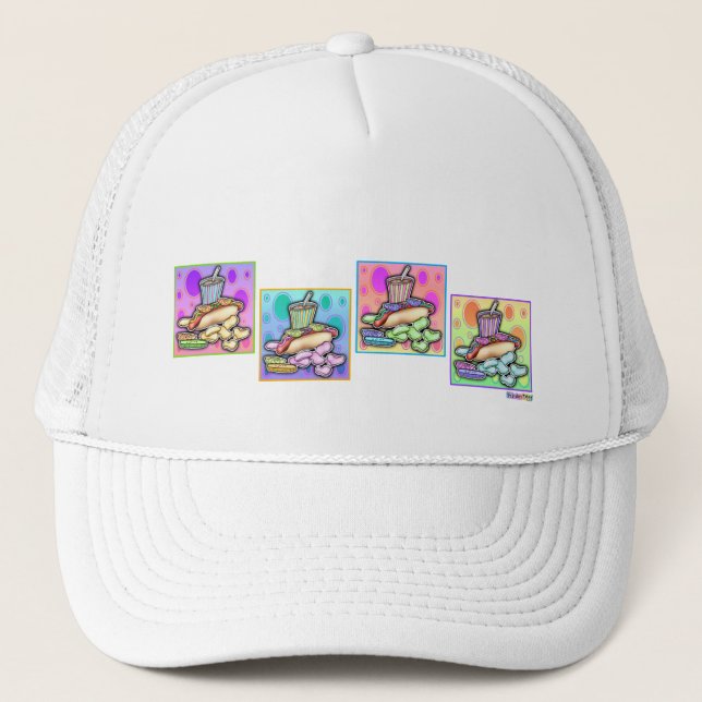 Boné Chapéu - Cachorro-Quente Pop Art com Batatas Frita (Frente)